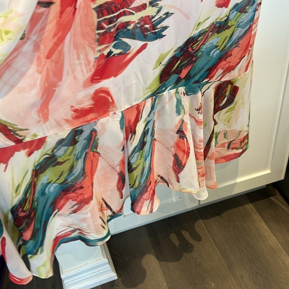 Sangria Watercolour Floral Ruffle Maxi Sleeveless Tropical Dress Size 10 - Picture 12 of 15